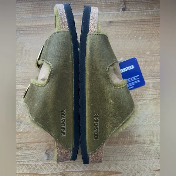 New Arizona Big Buckle Shearling Natural Leather Oiled in Olive Size 6.5 - Picture 5 of 9